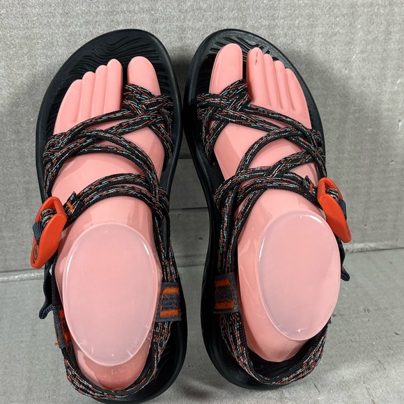 Chaco Women's ZX/2 Classic Navy/Orange/Light Blue Sandals Size 8 - Picture 5 of 11